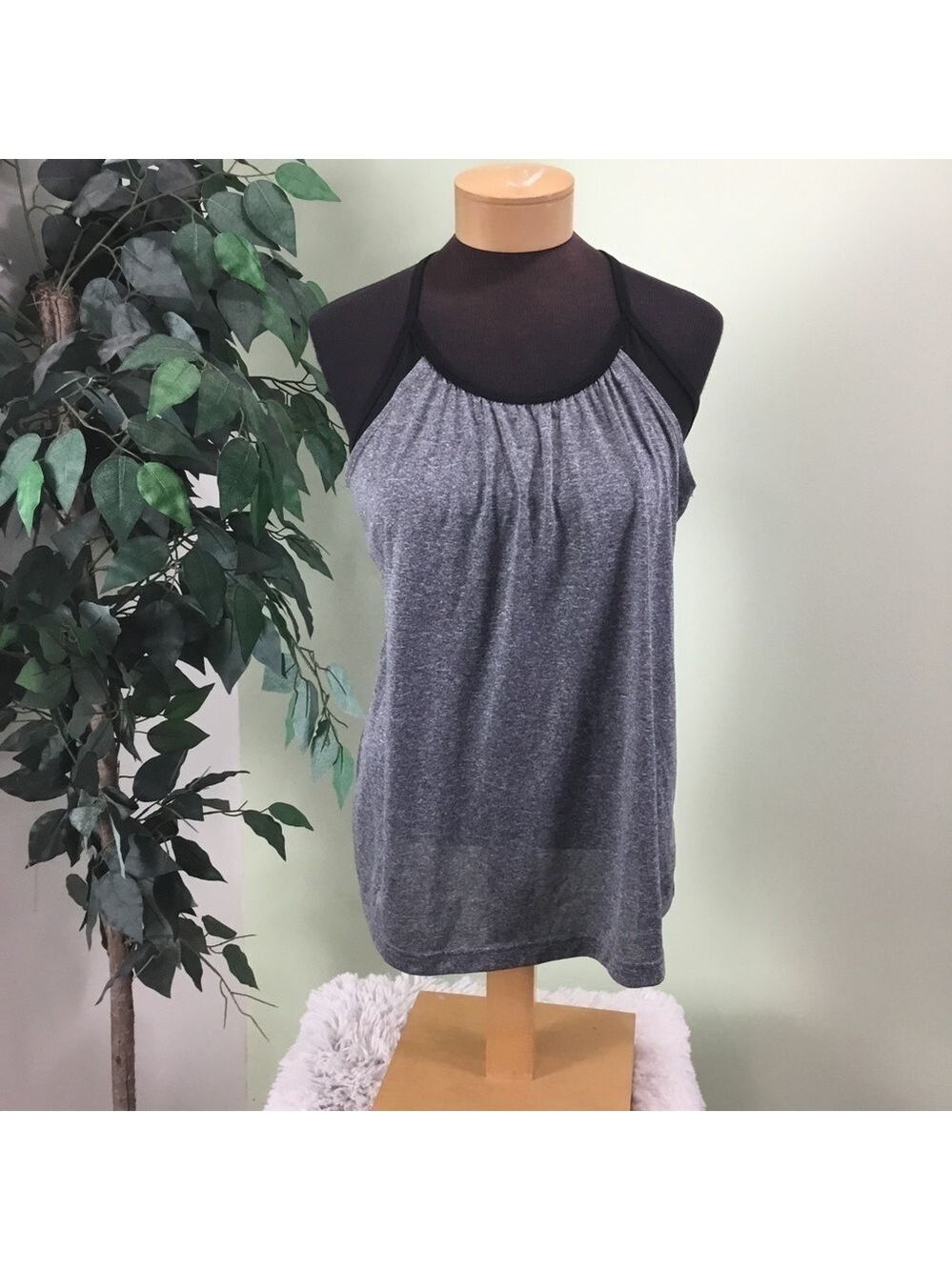 JUST Be Sport Medium black and gray sport bra with attached tank